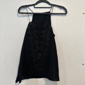 Cami NYC Women's Black Vest Spaghetti Strap Open Front With Lace